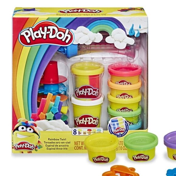 Brand New 🌈Play-Doh Rainbow Twirl Set w/8 Cans 3-in-1 Rainbow Compound - Picture 2 of 9